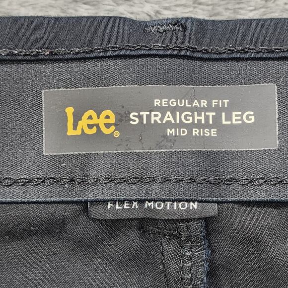 Lee Pants Womens 18 Black Regular Fit Mid Rise Straight Leg Flex Motion Stretch - Picture 5 of 12